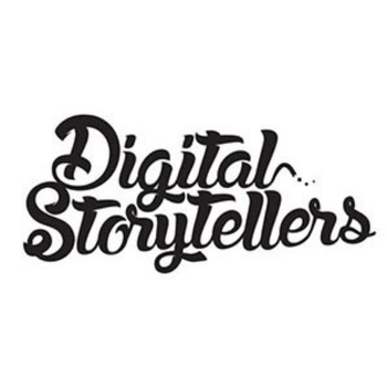 Logo with the words “Digital Storytellers” in a bold, artistic black script font on a white background.
